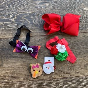 Holiday girl hair accessory bundle
